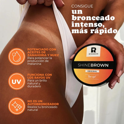 1+1 GRATIS | Bronceador Shine Brown 100g-Bronceado Rápido, Natural y sin Manchas