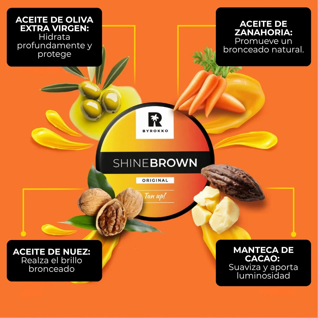 1+1 GRATIS | Bronceador Shine Brown 100g-Bronceado Rápido, Natural y sin Manchas